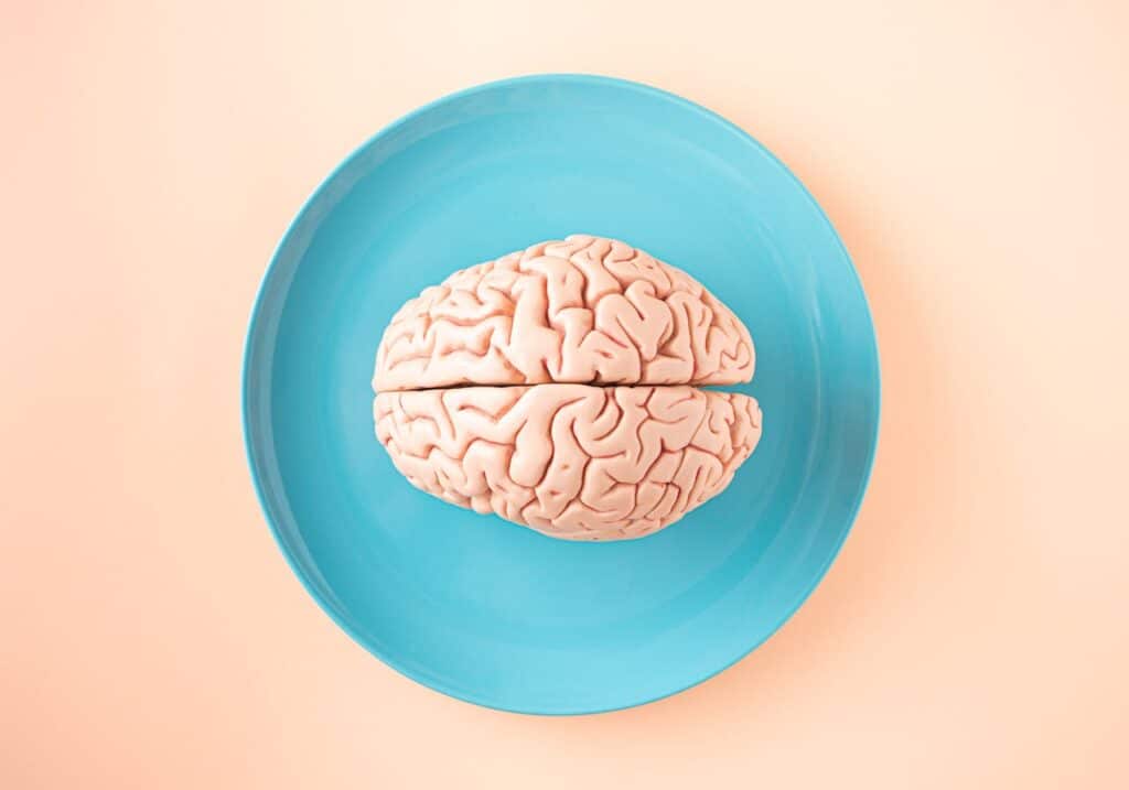 Brain on plate symbolizing memory processing in CBT vs EMDR for trauma treatment